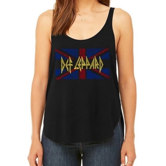 Def Leppard Tops - Def Leppard Worded Flag Black Tank
